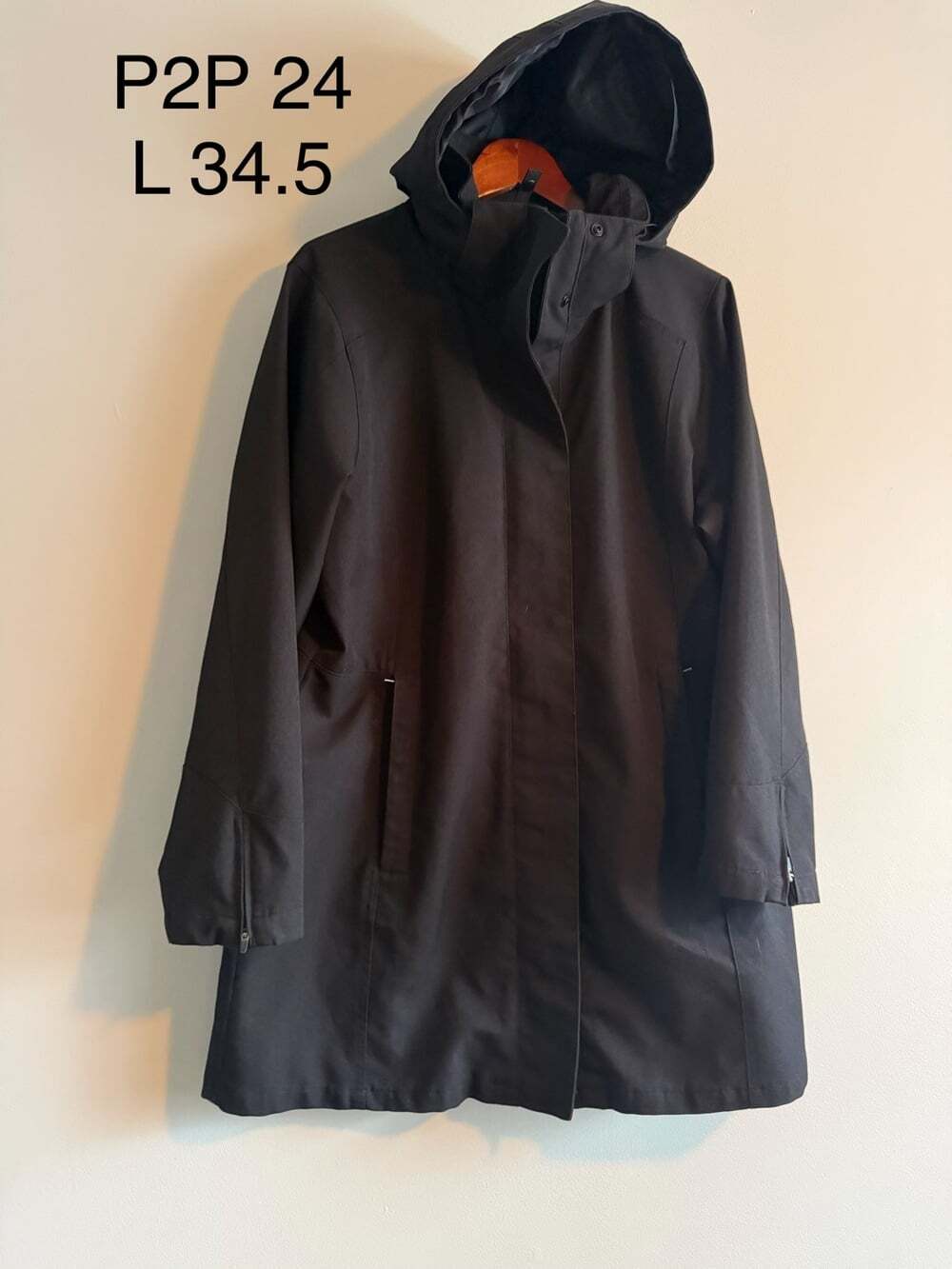 Gorpcore Minimalist Hooded Raincoat Trench Jacket Size L